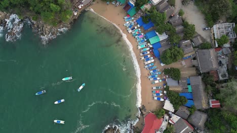 Bird's-eye-view-Puerto-Escondido,-Oaxaca,-Mexico,-captured-by-a-drone