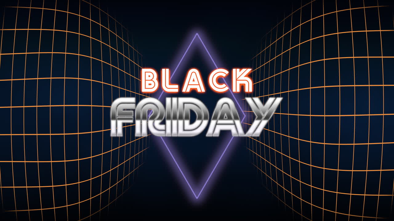 어두운 은하에서 복고풍 모양과 그리드가 있는 검은 금요일