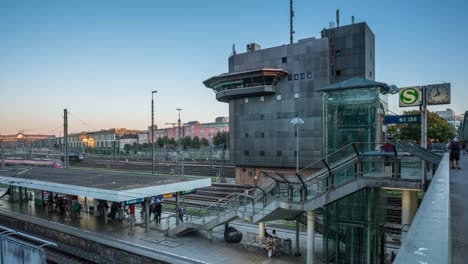 tl dn on munich´s hackerbruecke overlooking railway gate and tracks, hackerbruecke, munich, bavaria, germany