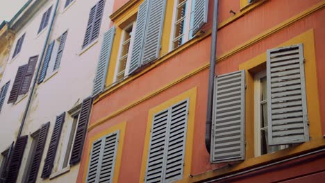 charming european city buildings with shutters