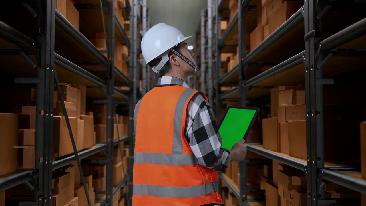 trabajador de almacén comprobando el inventario