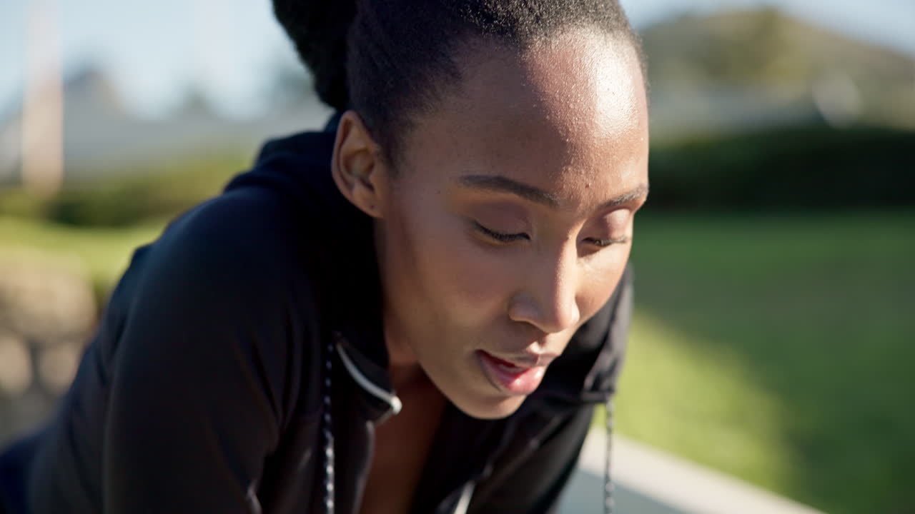 Tired runner, African woman