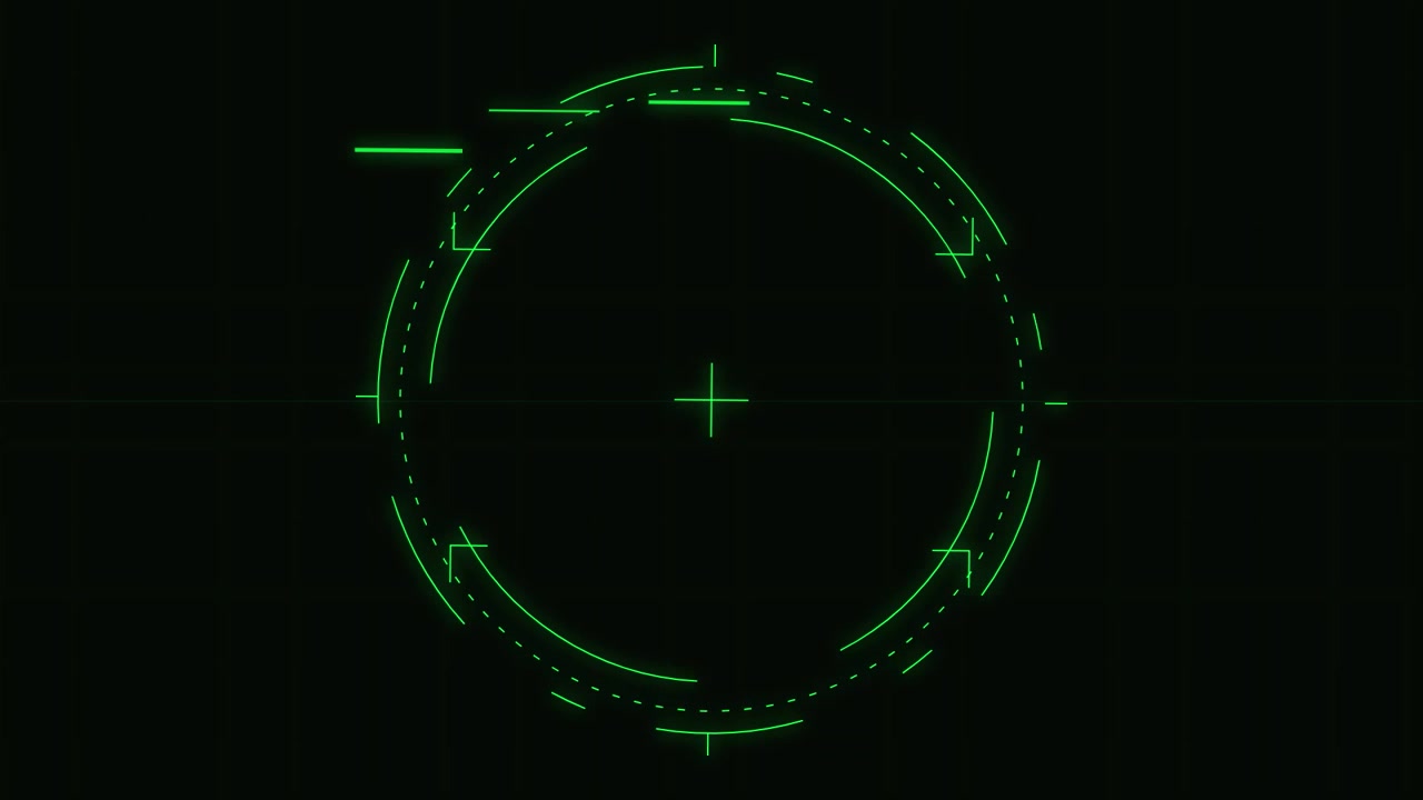 Futuristic Green Digital HUD Circular Target Interface