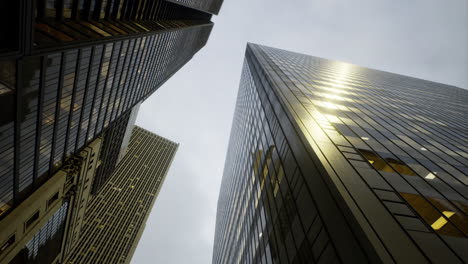 skyscrapers reach for the sky in a bustling urban setting during cloudy day