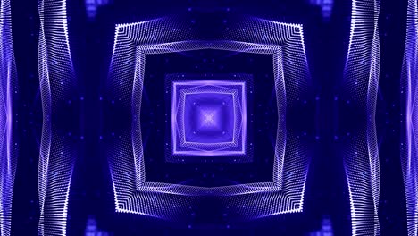 4k looped sci-fi 3d fondo con efectos de luz. partículas azules brillantes forman líneas, superficies, estructuras simétricas complejas como en el caleidoscopio. tema abstracto de microworld o nanotecnología 16