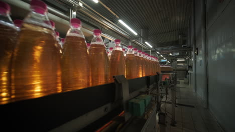 beverage bottling line in a factory
