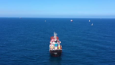 cargo ship and other vessels at sea