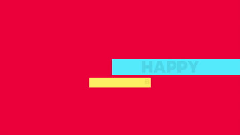 happy birthday text with stripes on red modern gradient