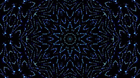 light wave abstract dots set blue color kaleidoscope black background