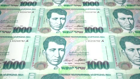 banknotes of one thousand armenian drams of armenia rolling, cash money