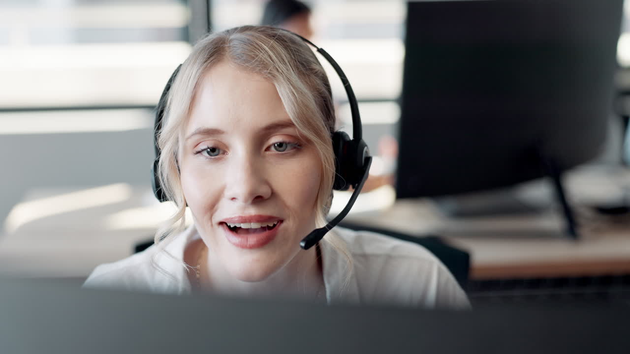 Customer service representatives in an office setting