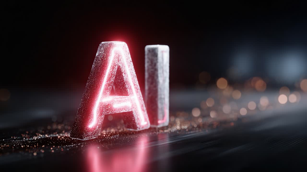 A Stunning Visualization of AI Technology: Illuminated Letters Representing Artificial Intelligence with a Glimmering Background, Signifying the Future of Innovation and Creativity