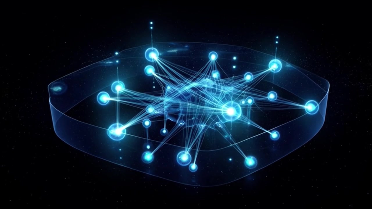 Abstract Digital Network Connection with Glowing Nodes and Lines