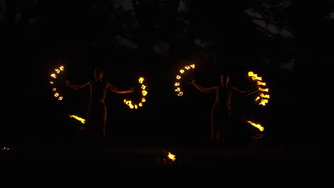 Fire Dancers at Night