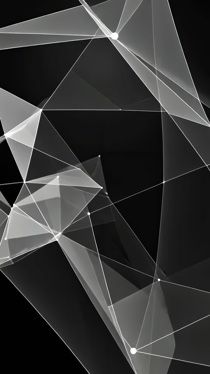 Abstract video concept with geometric shapes on a dark background video. Mobile wallpaper ratio