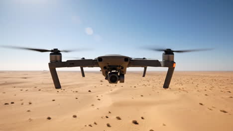 drone flying over a desert landscape