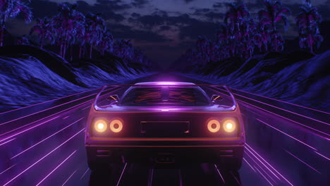 loop car and background neon retro wave 80s style