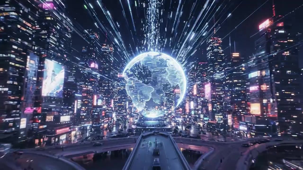 A Dazzling Journey Through a Neon-Lit Metropolis: Exploring the Bright Lights and Dynamic Energy of a Futuristic Cityscape at Night