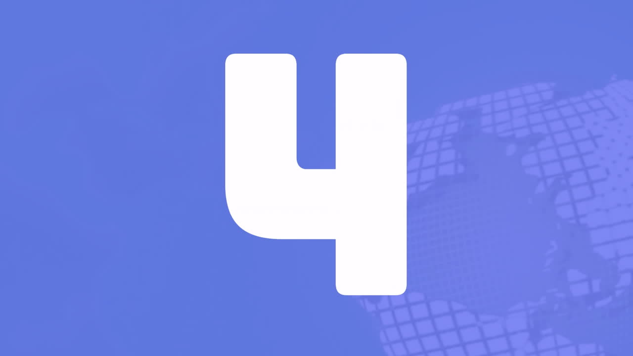 animación de números sobre fondo azul con patrón de cuadrícula de globo