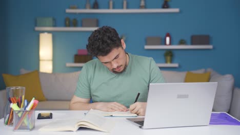 tired male student.