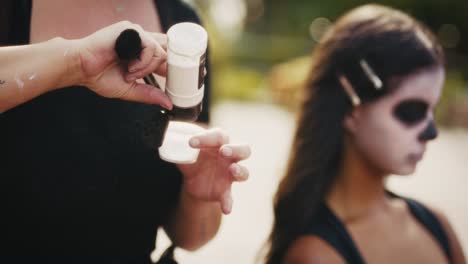 applying sugar skull makeup
