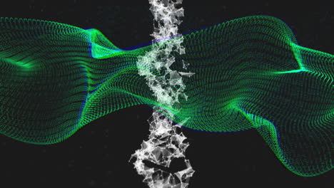 animación de la cadena de adn sobre puntos en movimiento