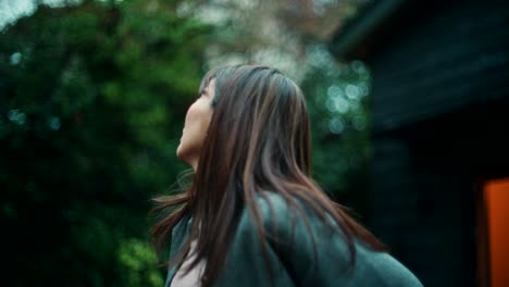 woman outdoors surprised