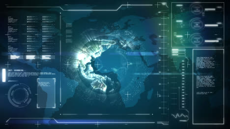 Animation-Des-Globus-Mit-Verbindungen-Und-Datenverarbeitung