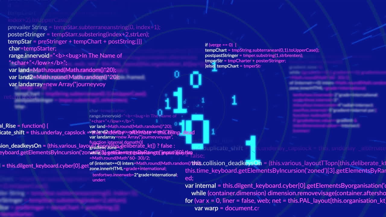 Animation of data processing and binary coding