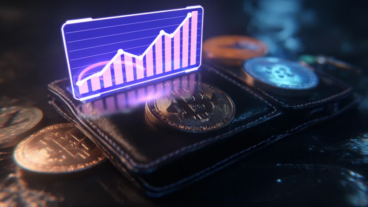 Cryptocurrency Wallet with Bitcoin and Altcoins Showcasing Digital Financial Growth through a Graph, Representing the Future of Finance and Investment in a Digital Landscape