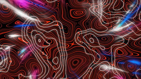 animation of moving shapes over red moving background