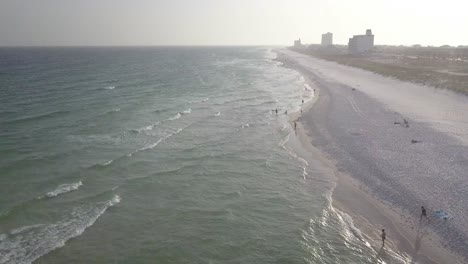 Panorama-Of-Orange-Beach-In-American-State-Of-Alabama-On-A-Cloudy-Day---aerial-drone-shot