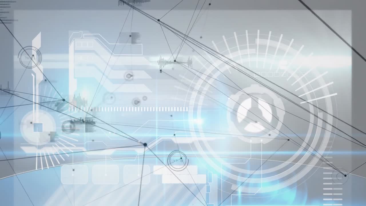 블랙 배경에 연결 네트워크와 데이터 처리의 애니메이션