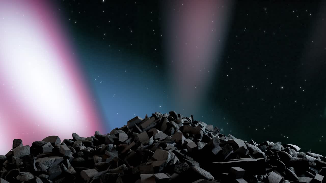 animación de las rocas en navidad sobre la aurora