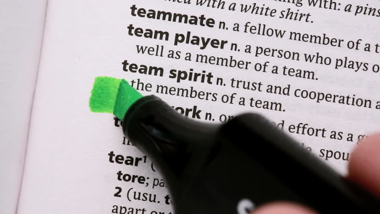 팀워크는 녹색으로 표시되어 있습니다.