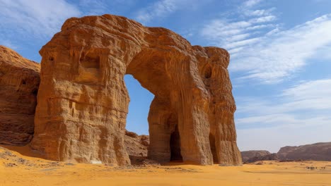 spectacular rock arch in the mauritanian desert