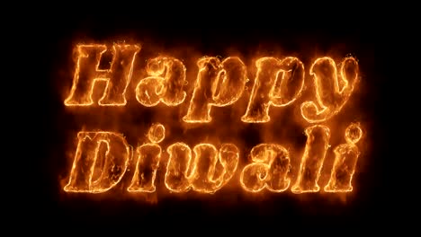 happy diwali word hot animated burning realistic fire flame loop.