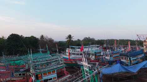 fishing boats in a shipyard