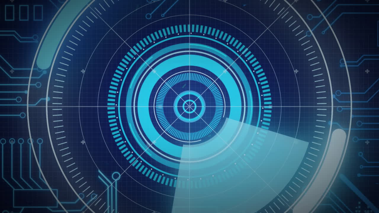animación de escaneo de alcance sobre la placa de circuitos de la computadora en fondo negro