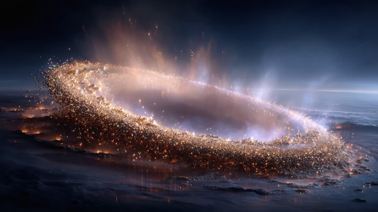 An Enthralling Cosmic Event Unfolding with Bright Sparks and Colorful Lights: A **Stunning Visual of Celestial Dynamics and Spectacular Energy Release in Space