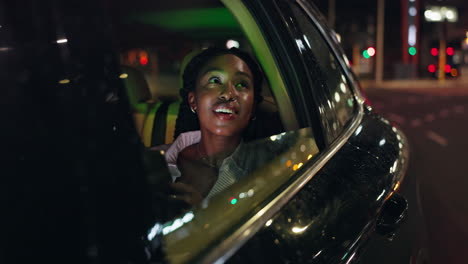 woman in a car at night