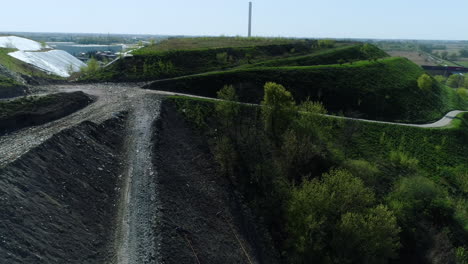 Landfill-seen-from-drone-perspective,-camera-moving-around