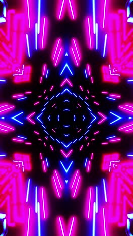 red blue neon background with glowing gradient arrows, showing forward direction. vertical looped kaleidoscope video