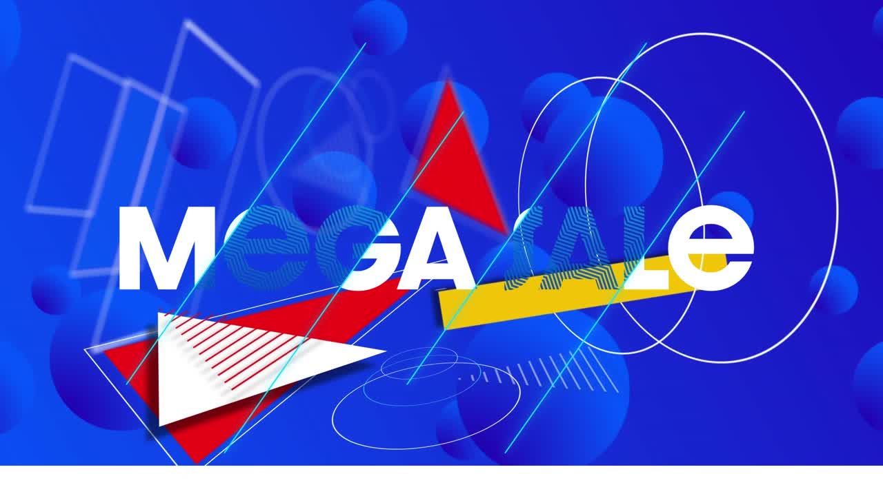 A blue background with white text that reads "mega sale