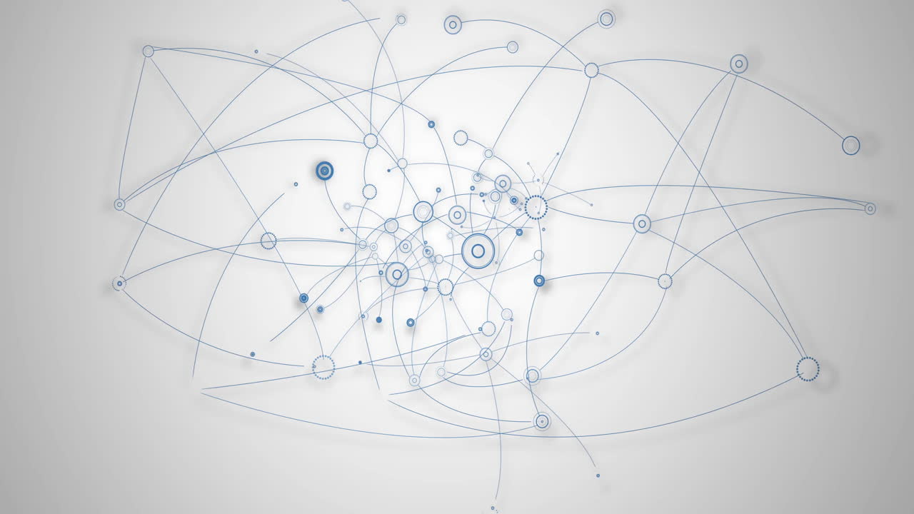 animación de una red de conexiones brillantes sobre un fondo blanco