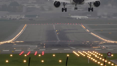 airplane landing in super slow motion