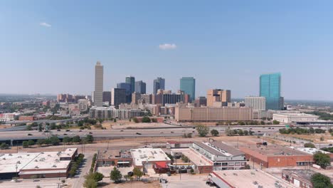 establishing drone shot of fort worth, texas