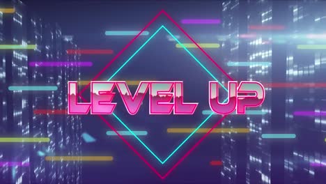 Animation-of-level-up-text-over-shapes