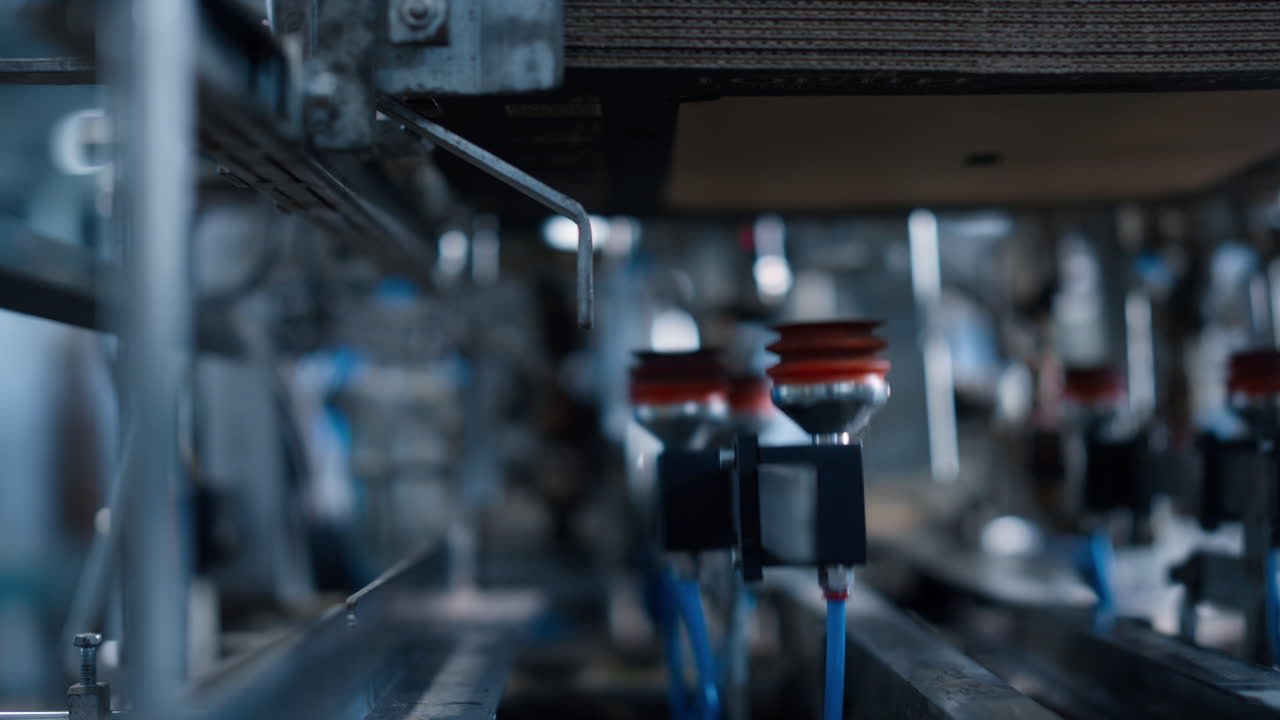 Technological factory cardbox production machine working tech process close up