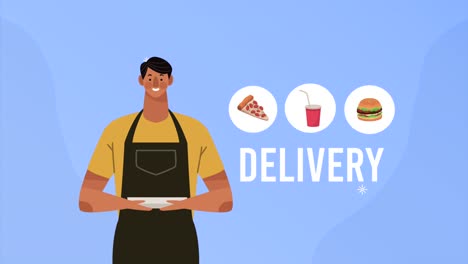 servicio de entrega de alimentos animación de letras